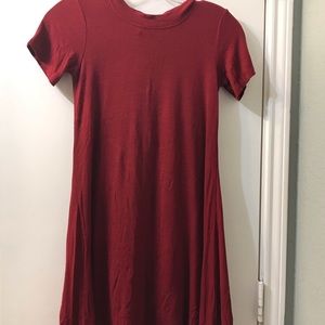 Selling short, flowy red dress